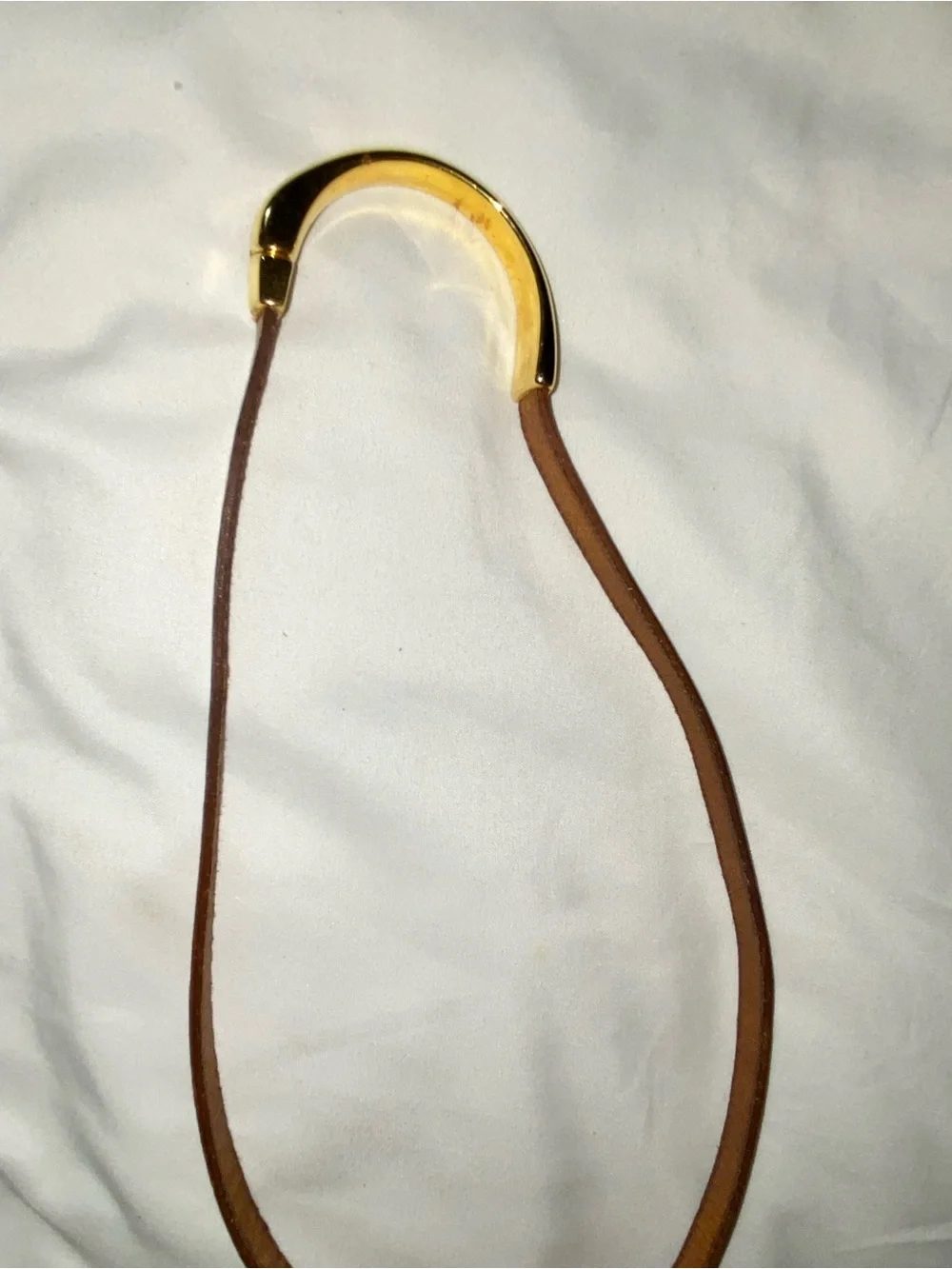 Gold Accent Brown Leather necklace